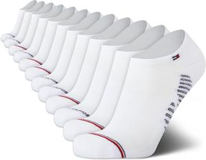 Мужские носки Tommy Hilfiger с низкой посадкой - 12 пар спортивных носков для бега, влагоотводящих и невидимых (размеры: 7-12), Premium White