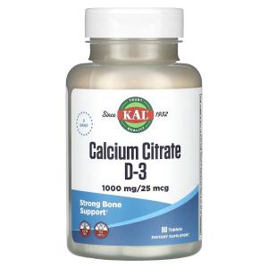 Добавка KAL Calcium Citrate + D-3, 90 таблеток