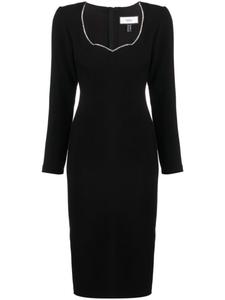 NISSA платье миди с длинными рукавами и кристаллами, черный