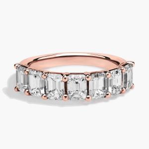 Кольцо с семью изумрудами и выращенными в лаборатории бриллиантами из 14-каратного розового золота (3 карата, двойной цвет - FG / VS2-SI1) Blue Nile