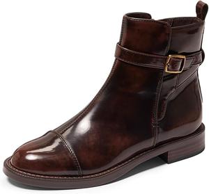 Женские классические ботильоны FOWT с круглым носком, низким каблуком и боковой молнией, модная повседневная обувь для женщин, размеры 4-16 US, Dark Brown