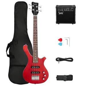 Электрическая бас-гитара Glarry GW101 для детей 36 дюймов, красная / усилитель 20 Вт