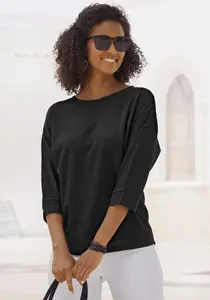 Рубашка Vivance с рукавом 3/4 "круглым вырезом", из креповой ткани без глажки, черный