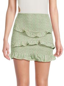 Мини-юбка с цветочным принтом и рюшами 70/21, цвет Green Multi