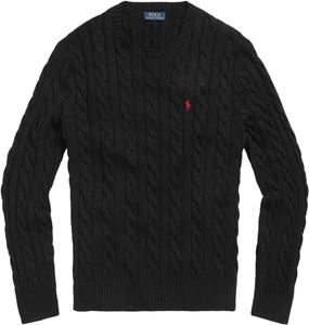 Polo Ralph Lauren мужской свитер из хлопка с косой вязкой, Ralph Lauren Black