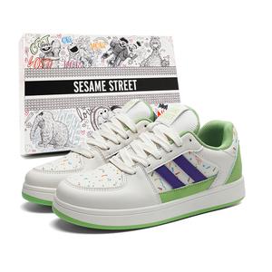 Теплые, нескользящие, амортизирующие, низкие кроссовки для скейтбординга унисекс SESAME STREET, White Green