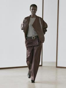 Хлопковые брюки с вытачками Massimo Dutti, chocolate