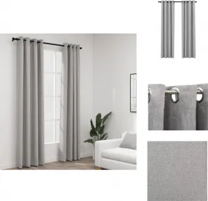 Плотные шторы с люверсами, под лен, 2 шт., серые, 140 x 245 см - Шторы и портьеры vidaXL