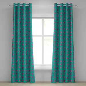 Шторы на люверсах ABAKUHAUS сине-зеленого цвета, с романтическим принтом ко Дню святого Валентина в виде хрустальных сердец и фигурок из драгоценных камней, декоративные двухпанельные шторы, 280 см x 245 см, цвет: красная фуксия, сине-зеленый Abakuhaus