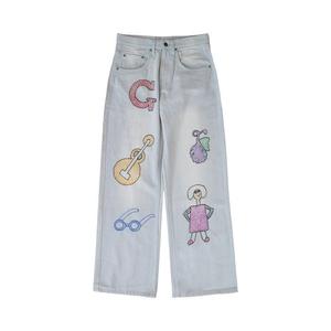 Брюки Glass Cypress Embroidered Oversized Denim, Light Blue