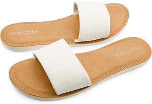 Женские сандалии Volcom с простой синтетической кожаной застежкой, белый