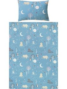 Детское постельное белье из тонкой фланели синего цвета Erwin Müller, 135x200 см (80x80 см)