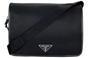 Нейлоновая плечевая сумка через плечо мужская черная PRADA