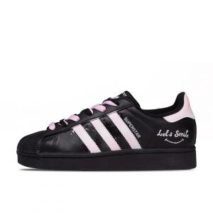 Adidas Originals Женские износостойкие низкие скейтбордные кроссовки Superstar 2 Sweet Smile, черный с розовым