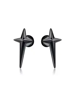 Серьги-Гвоздики с крестиком из нержавеющей стали Metallo, black