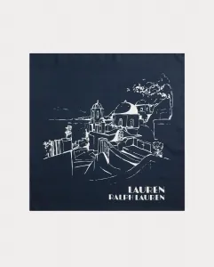 Женский шелковый платок с принтом Lauren Ralph Lauren, темно-синий