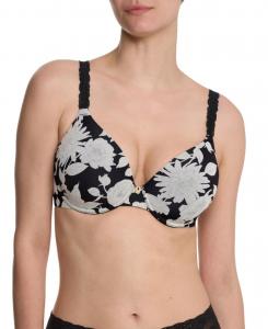 Женский бюстгальтер Pure Luxe Shaping Plunge Underwire T-Shirt Bra Natori, Black garden rose print