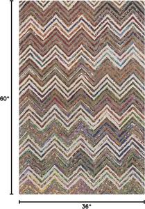 Ковер SAFAVIEH, 92 x 153 см, коллекции Nantucket, бежевый и серый, ручной работы бохо с абстрактным шевроном, хлопок и шерсть, идеально для помещений с высокой проходимостью: прихожая, гостиная, спальня (NAN601B)