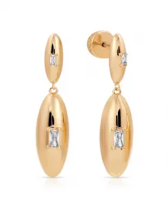 Двойные серьги-подвески в форме овального купола Ettika, gold