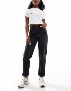 Свободные джинсы mom с высокой посадкой ASOS DESIGN черного цвета