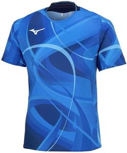 Тренировочная футболка Mizuno Dry Aeroflow, с коротким рукавом, с индивидуальным рисунком MUGEN, быстросохнущая, дышащая, 32MAB501, синий