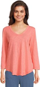 Футболка Mod-o-doc 3/4 Sleeve V-Neck Tee with Curved Hem, Coral BlissSee Less