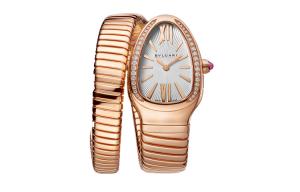 BVLGARI Женские часы кварцевый механизм 18K розовое золото ремешок 35mm серебристый циферблат