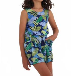 Юбка-шорты с узором из листьев в сине-зеленом цвете Mayoral, синий/зеленый