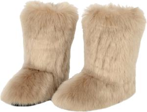 Женские зимние ботинки MH Bailment из искусственного меха, средние сапоги до икры, пушистые модные короткие зимние ботинки, Khaki