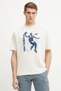 Хлопковая футболка New Balance, бежевый