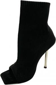 Женские летние эластичные ботильоны с носком Uniquelly, высокие каблуки-стилетты, ботильоны с открытым носком, на подкладке, сексуальные модные сандалии, Black