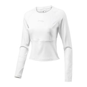 Saucony Женская футболка жемчужно-белого цвета с круглым вырезом, средней толщины