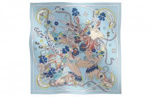 Шёлковый шарф Unisex Blue HERMES