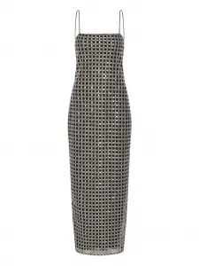 Платье-комбинация макси с бисером Rotate Birger Christensen, черный