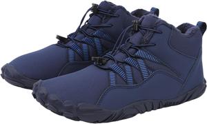 Мужские и женские зимние ботинки, удобные, с нулевым ходом, минималистичный стиль, обувь, без шнурков, теплые, с широкой носочной частью, ботинки до щиколотки, унисекс, водонепроницаемые, для трейлраннинга и прогулок Kajxz, синий