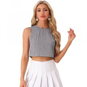 Женский топ Ginham без рукавов, винтажная летняя блузка 1950-х годов ALLEGRA K, черный