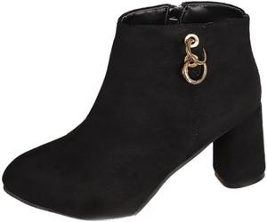 Женские ботильоны Faithgee с леопардовым принтом и однотонной джинсовой отделкой, металлическим украшением, круглым носком, боковой молнией, стильные на высоком массивном каблуке, удобная и модная обувь для женщин