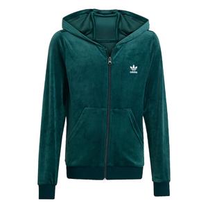 Толстовка с капюшоном на молнии ADIDAS ORIGINALS Velour Zip, темно-зеленый