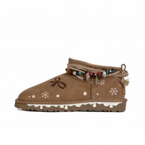 Классические ультраминиатюрные зимние сапоги для женщин UGG, белый коричневый