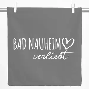 Декоративная наволочка Huuraa Bad Nauheim in Love Gift 40x40 см, серо-стальной хлопок, украшение Bad Nauheim Hellweg Druckerei