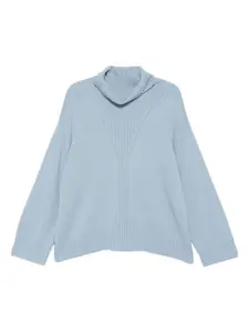 Свитер в рубчик с высоким воротником Eric Bompard, синий