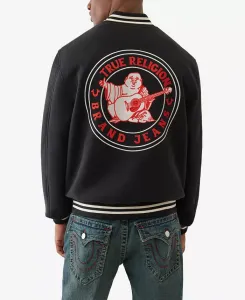 Мужская вестерн шерстяная бейсбольная куртка True Religion, черный