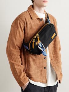 Поясная сумка Link из нейлона и твила с кожаной отделкой MASTER-PIECE, черный