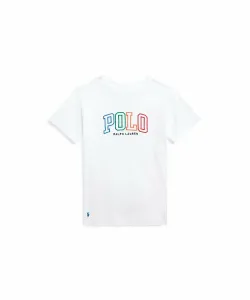 (Для мальчиков 4-7 лет) Хлопковая футболка с логотипом Polo Ralph Lauren, цвет 100 White