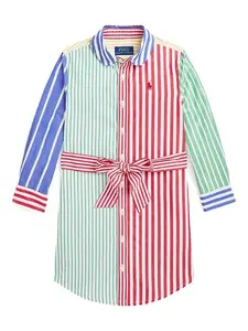 Полосатое хлопковое платье POLO RALPH LAUREN KIDS, красный