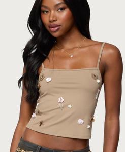 Женская майка Malia с цветочной аппликацией Edikted, Brown