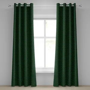 Штора на люверсах ABAKUHAUS с узором из символов доллара на темно-зеленом фоне - символ валюты США, декоративная, двухпанельная, 280 см x 175 см, цвет: охотничий зеленый, лаймовый Abakuhaus