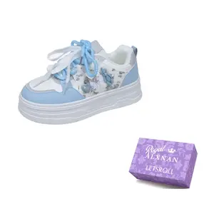 Alxnan Женские устойчивые к истиранию низкие скейтерские кеды Box в синем цвете, цвет Blue