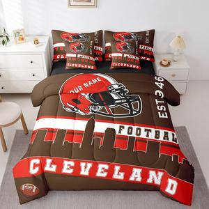 Erosebridal Комплект постельного белья American Football с принтом в красно-коричневых тонах для фанатов спорта, Brown Red