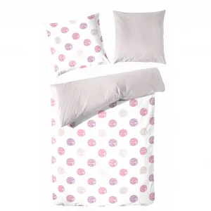 Двустороннее постельное белье Primera «Налия», с кругами, серо-коричневый/розовый